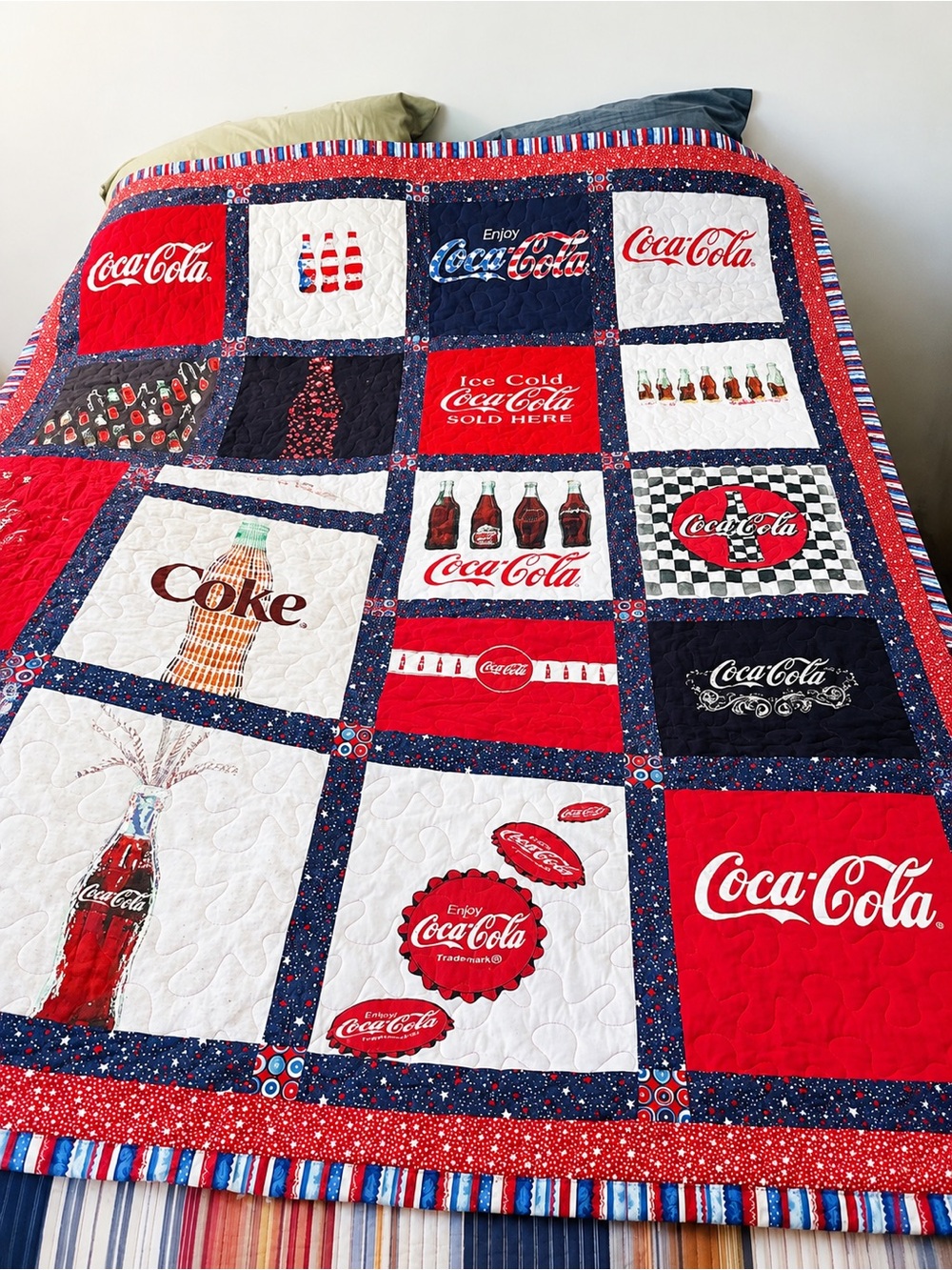 Patchwork coca cola quilt